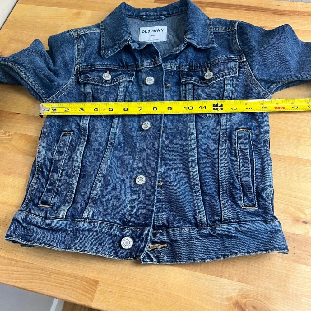 Old Navy Denim Trucker Jacket Kid Size Medium 8 Blue Classic Button Front Cotton